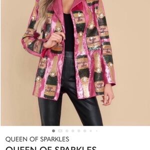 Queen of Sparkles Pink and Gold Sequin Blazer size M worn twice